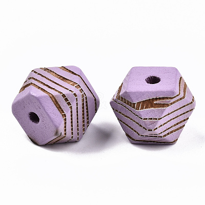 Painted Natural Wood Beads WOOD-T021-52C-07-1