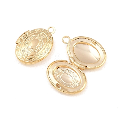 Oval Brass Locket Pendants KK-K414-12F-G-1