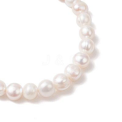 Natural Cultured Freshwater Pearl Round Beaded Stretch Bracelets for Women BJEW-JB12006-1