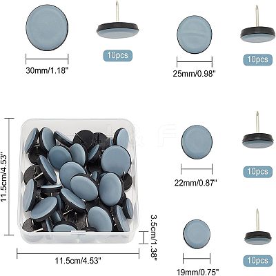 40Pcs 4 Styles Iron Furniture Feet Nail FIND-FH0002-02-1
