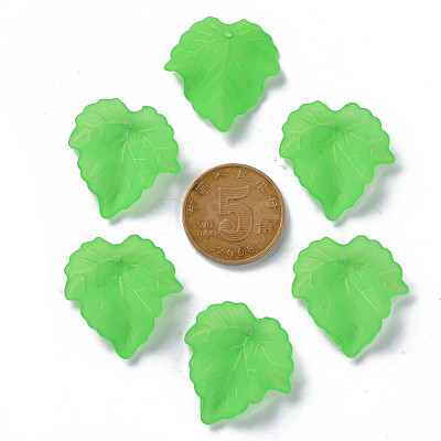 Frosted Transparent Acrylic Grape Leaf Pendants X-PAF002Y-7-1