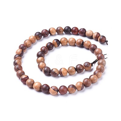 Natural Wood Beads Strands WOOD-F008-04-B-1