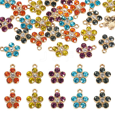 25Pcs 5 Colors Alloy with Rhinestone Pendants FIND-TA0009-29-1