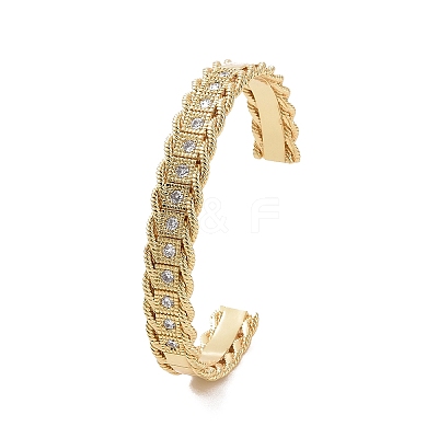 Clear Cubic Zirconia Open Cuff Bangle BJEW-F445-07G-1
