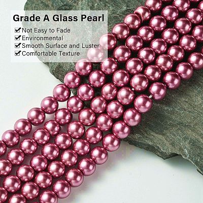 Eco-Friendly Glass Pearl Beads Strands X-HY-A008-8mm-RB027-1