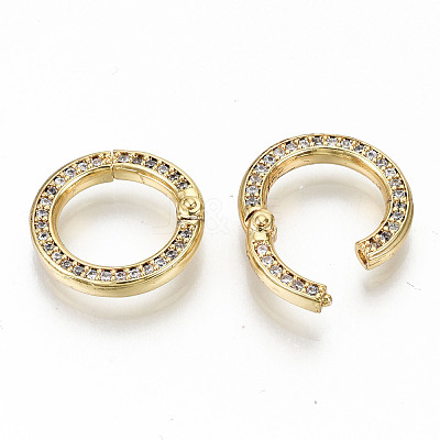 Brass Micro Pave Clear Cubic Zirconia Twister Clasps ZIRC-S067-119-NF-1