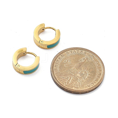 Ion Plating(IP) 304 Stainless Steel Enamel Hoop Earrings EJEW-P300-03G-1