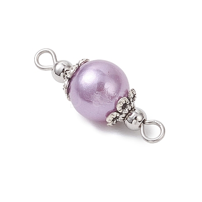 8Pcs 8 Colors Imitation Pearl Acrylic Round Links PALLOY-JF04220-01-1