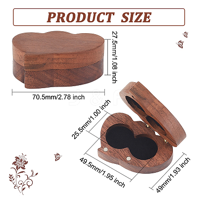 Portable Walnut Wooden Couple Ring Boxes OBOX-WH0015-03-1
