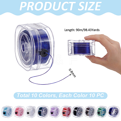 10Pcs 10 Colors Flat Elastic Crystal String Sets EW-UN0001-01-1