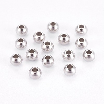 Tarnish Resistant 304 Stainless Steel Smooth Round Spacer Beads X-STAS-M006-01D-1