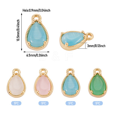 4Pcs 4 Colors Brass Crushed Ice Cut Cubic Zirconia Pendants KK-TADJ0001-11-1