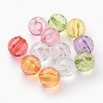 Faceted Round Transparent Acrylic Beads TACR-P053-12mm-25-1