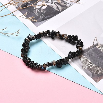 Natural Mixed Stone Chip Beaded Stretch Bracelets for Girl Women BJEW-JB06647-1