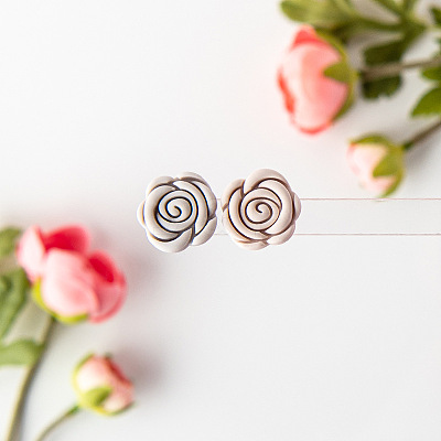 Rose Shape Resin Clay Cutters for Earring Making PW-WG42220-01-1