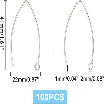 304 Stainless Steel Marquise Ear Wire STAS-UN0015-62-1