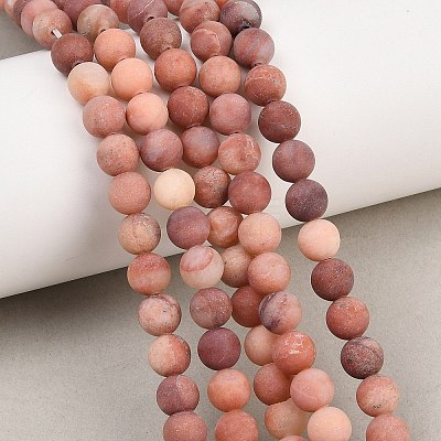 Natural Pink Aventurine Beads Strands G-G716-01-6mm-1