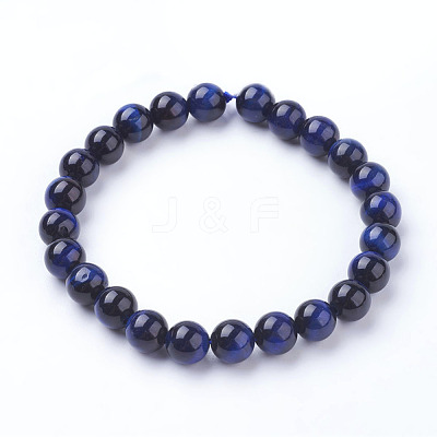 Natural Blue Tiger Eye Beads Strands X-G-G099-8mm-13-1
