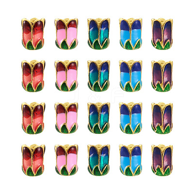 20Pcs 5 Colors Alloy Bead Caps ENAM-YS0001-04-1
