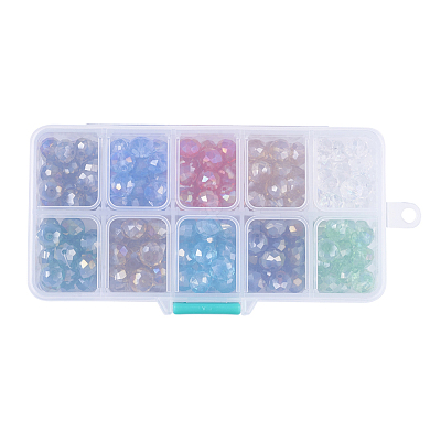 10 Colors Electroplate Glass Beads Strands EGLA-JP0001-02-10x7mm-1