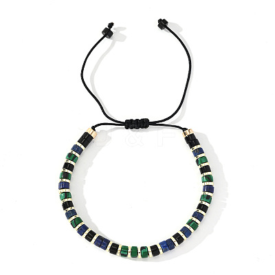 Ethnic Style Natural Mixed Gemstone Column Beads Braided Bead Bracelets for Men Women BR3776-3-1