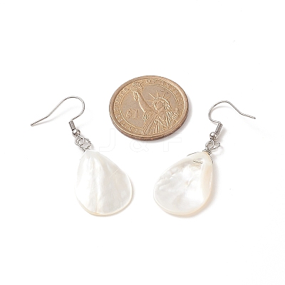 Teardrop Natural Trochid Shell Dangle Earrings EJEW-JE05185-1