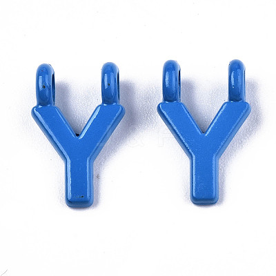 Spray Painted Alloy  2-Loop Link Pendants PALLOY-T075-48Y-RS-1
