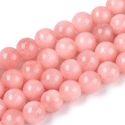 Dyed Natural Mashan Jade Round Beads Strands G-T139-6mm-67B-1