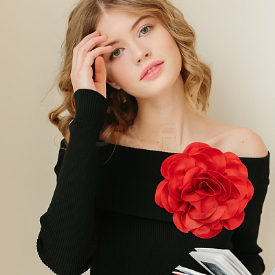 Polyester Flower Brooches JEWB-WH0021-54B-1