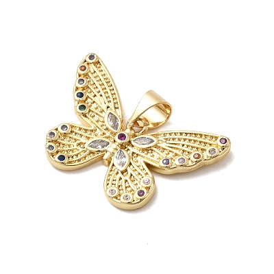 Brass Micro Pave Cubic Zirconia Pendants KK-H519-11G-1