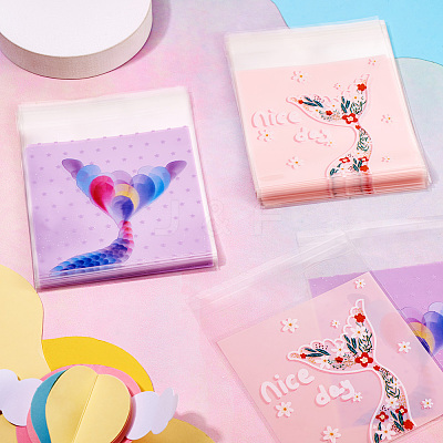 100Pcs 2 Colors Square Plastic Cellophane Self Seal Bags ABAG-TA0001-32-1