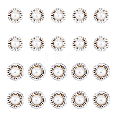 20Pcs 2 Style ABS Plastic Imitation Pearl Shank Buttons BUTT-DC0001-06P-1