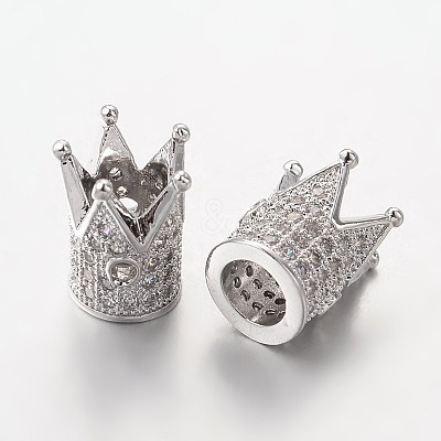 Brass Micro Pave Cubic Zirconia Beads ZIRC-L037-72P-FF-1