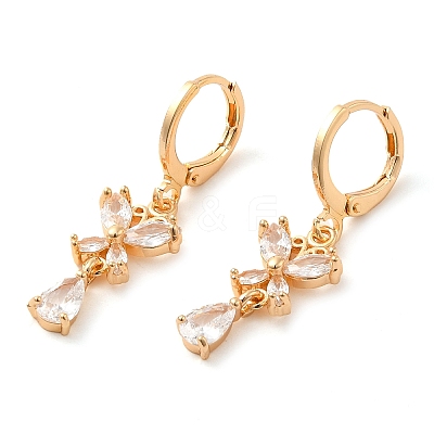 Rack Plating Golden Brass Dangle Leverback Earrings EJEW-B037-12G-1