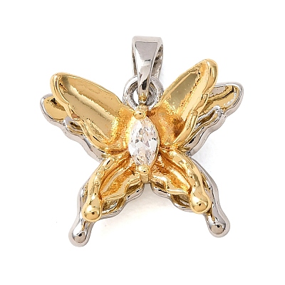 Brass Micro Pave Clear Cubic Zirconia Pendants CU-CBAD515-01GP-1