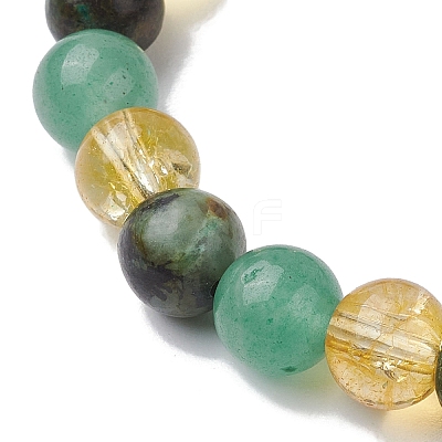 8mm Round Natural African Turquoise(Jasper) & Green Aventurine BJEW-JB10625-01-1