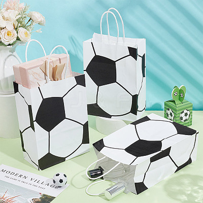 Football Printed Paper Gift Bags with Handle ABAG-WH0045-31A-1
