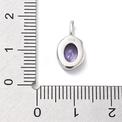 925 Sterling Silver Cubic Zirconia Oval Charms STER-S006-01S-F-1