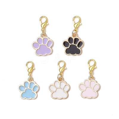 Alloy Enamel Dog Paw Print Pendant Decorations HJEW-JM03746-1