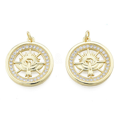 Brass Micro Pave Clear Cubic Zirconia Pendants ZIRC-N039-246-1
