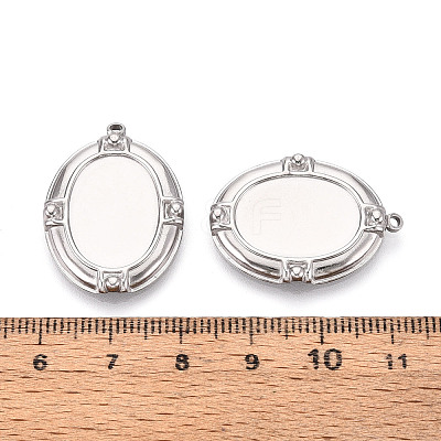 304 Stainless Steel Pendant Cabochon Settings STAS-T067-17P-1