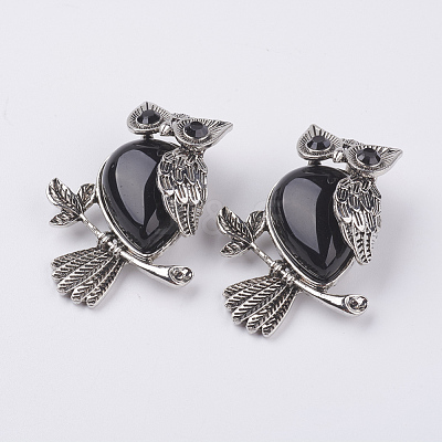 Natural Dyed & Heated Black Agate Pendants G-E442-01R-1