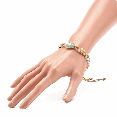 Teardrop Natural Green Aventurine Braided Bead Bracelet BJEW-JB08116-03-1