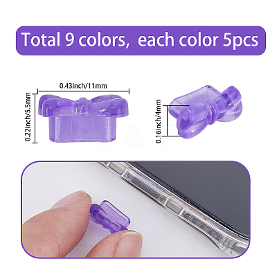 45Pcs 9 Colors PVC Mobile Anti-Dust Plugs AJEW-SC0031-66-1