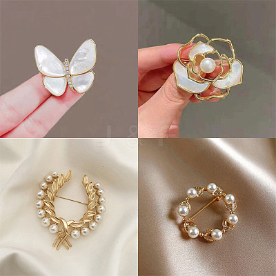 180Pcs 5 Style Glass Imitation Pearl Beads GLAA-AR0001-64-1