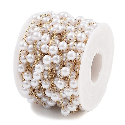 Handmade Round ABS Imitation Pearl Beaded Chains CHS-P019-09E-G-1