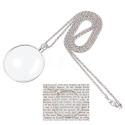 4Pcs Alloy Magnifying Glass Flat Round Pendant Long Necklaces NJEW-UN0001-75B-1