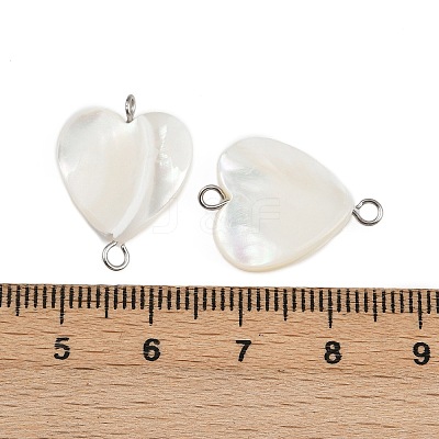 Natural Shell Heart Connector Charms X1-STAS-D378-25P-1