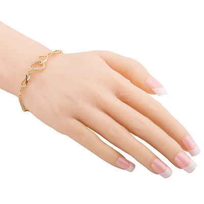 Brass Cubic Zirconia Link Chain Bracelets BJEW-EE0003-01G-1