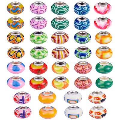 38Pcs 19 Colors Handmade Polymer Clay European Beads CLAY-SZ0001-51-1